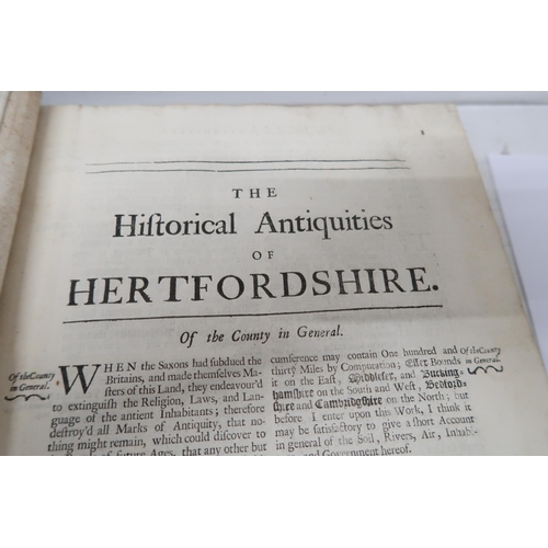 490 - A leather bound book - Chauncy History of Hertfordshire