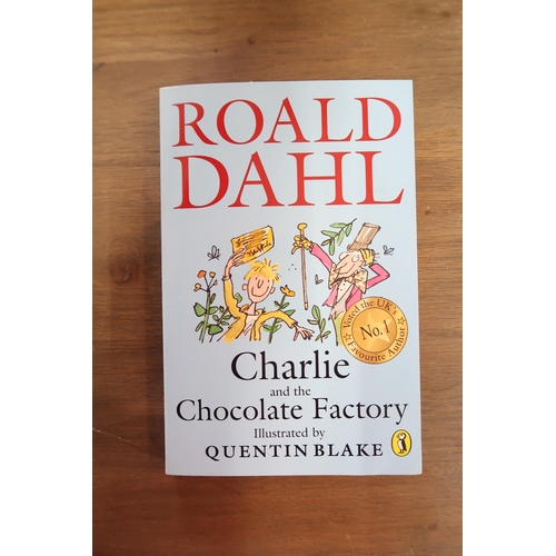 491 - A Roald Dahl Charlie and the Chocolate Factory book - The inner page with a drawing signed by Quenti... 