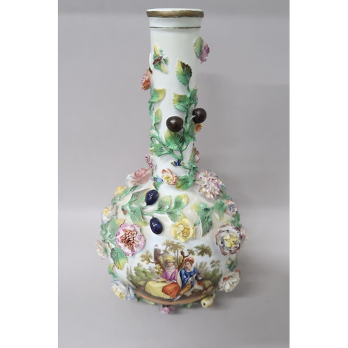 505 - A Meissen style vase in the manner of Carl Thieme decorated with flowers and fruit, 30cm high x 17cm... 