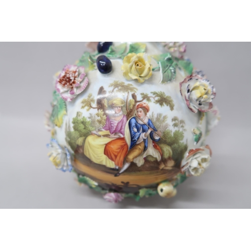 505 - A Meissen style vase in the manner of Carl Thieme decorated with flowers and fruit, 30cm high x 17cm... 