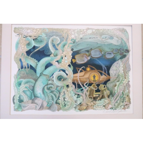 600 - Three Lithograph prints - John McCall Johnson - Five Weeks in a Balloon, Twenty Thousand Leagues and... 