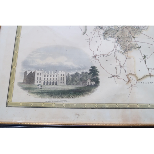 661 - A framed map of Huntingdon Castle by Greenwood circa 1829 - 77cm x 65cm