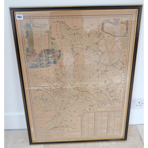 662 - A framed map of Huntingdon circa 1767 - 70cm x 52cm