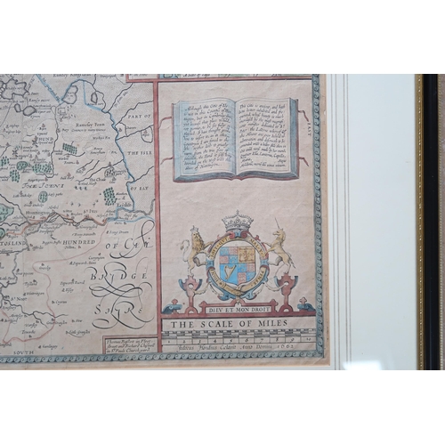 665 - A Speed Bassett map of Huntingdon circa 1656 - 51cm x 40cm