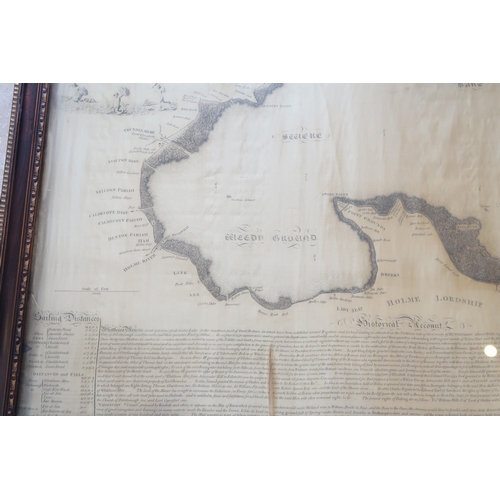 670 - A silk map of Whittlesey Mere - silk in poor condition - 66cm x 46cm