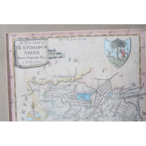 676 - A framed map of Huntingdonshire by Hogg circa 1784 - 15cm x 10cm