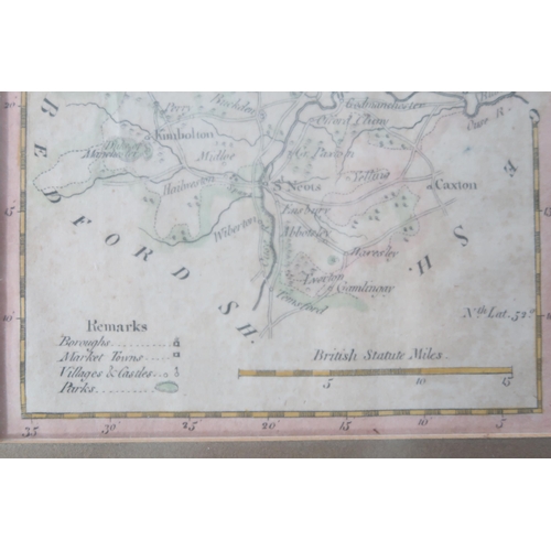 676 - A framed map of Huntingdonshire by Hogg circa 1784 - 15cm x 10cm