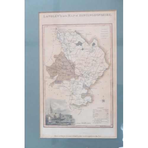 677 - A framed map of Huntingdonshire by Langley circa 1818 - 30cm x 19cm