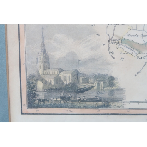 677 - A framed map of Huntingdonshire by Langley circa 1818 - 30cm x 19cm