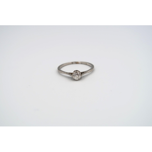 86 - A platinum hallmarked and diamond single stone solitaire ring, old cut diamond, approx 0.3ct, size P... 