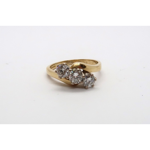 90 - An 18ct yellow gold 3 stone diamond ring, total diamond weight 1ct, diamond weight is marked on the ... 