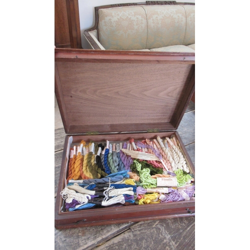 649 - A J and P Coats Ltd sewing cotton box containing approx 200 silk skeins, 47cm wide x 33.5cm deep x 1... 