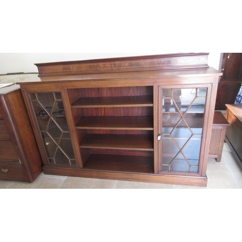 680 - A circa 1900's mahogany and satinwood crossbanded inlaid open astragal glazed bookcase with adjustab... 