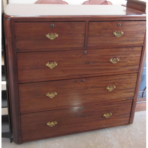 681 - A Victorian mahogany two over three chest of drawers - Width 109cm x Height 105cm x Depth 56cm