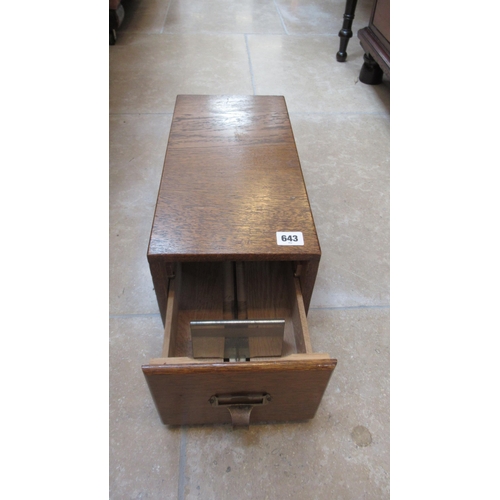 643 - A table top oak filing drawer