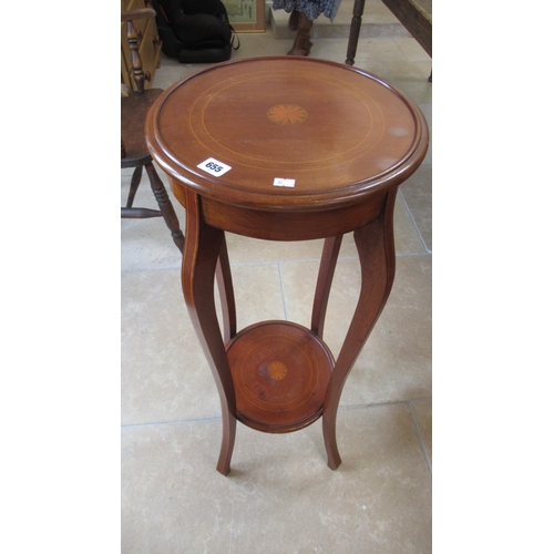 655 - An inlaid Edwardian two tier plant stand, 35cm diameter x 95cm tall