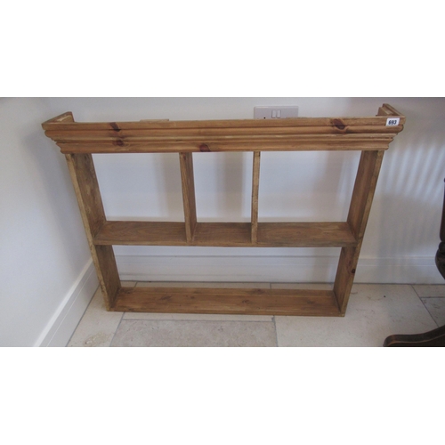 693 - A pine open shelving unit - 100cm wide x depth 17cm x 77cm tall