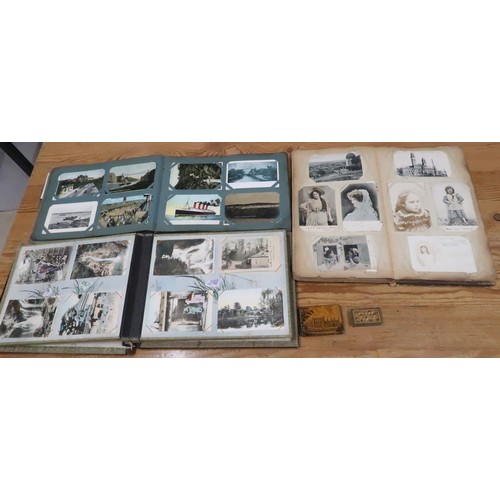 488A - Three Albums of Vintage postcards, including Oriental, a Mauchline ware box and a small Tunbridge ex... 