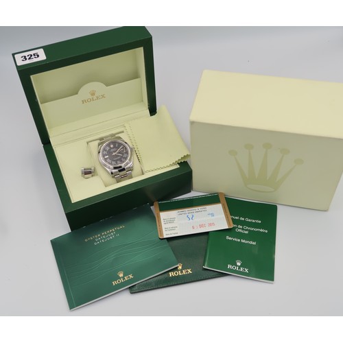 272 - A Rolex Oyster Perpetual Datejust stainless steel wristwatch, dark grey dial with Roman numeral mark... 