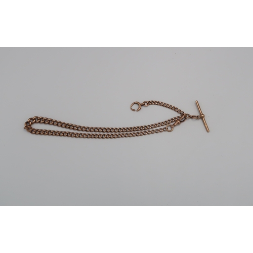 125 - A 9ct Albert chain with T bar and toggle. Weight approx 26.78 grams.