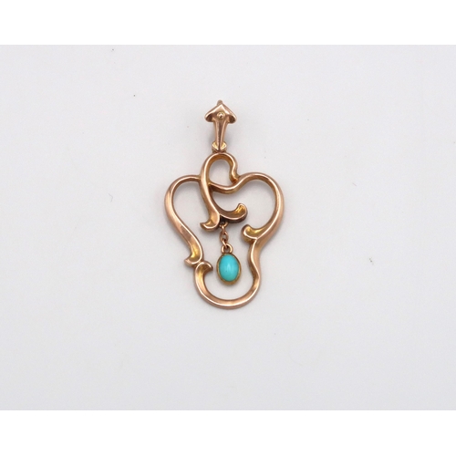 133 - A 10ct yellow gold and turquoise pendant - approx weight 2.14 grams