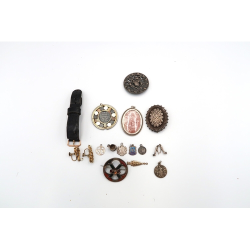 241 - A number of pairs of cufflinks (7) including one silver and enamel, a silver pendant containing a te... 