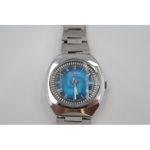 306 - A Grand Prix wristwatch with blue dial and Roman numerals