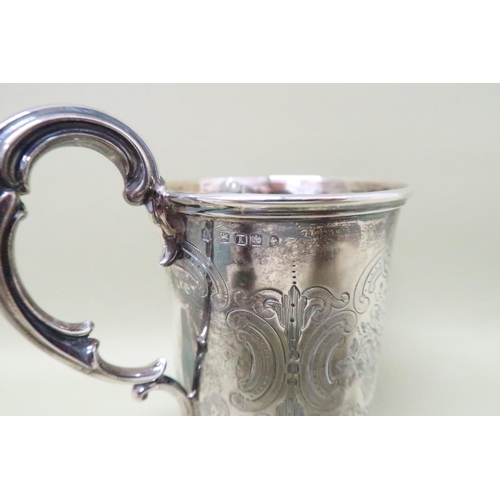 351 - A hallmarked silver beaker, Henry Wilkinson, Sheffield 1861, gilt lined to centre, 3.98 troy oz with... 