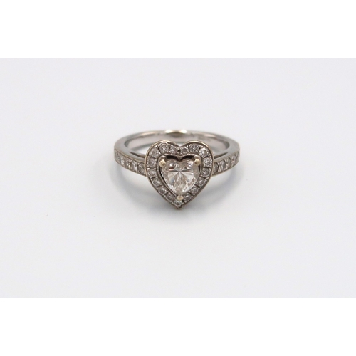 49 - An 18ct white gold heart shaped diamond ring, the heart shaped diamond, estimated 0.80 ct/ H/I, VS/S... 