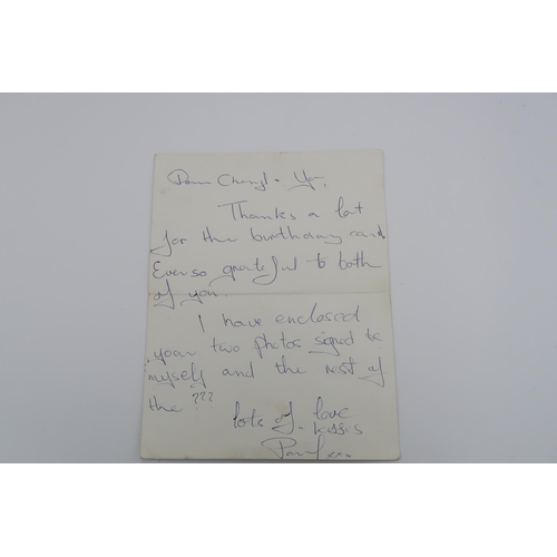 503 - Beatles ephemera. A hand written letter from Paul McCartney with original envelope along with a sign... 