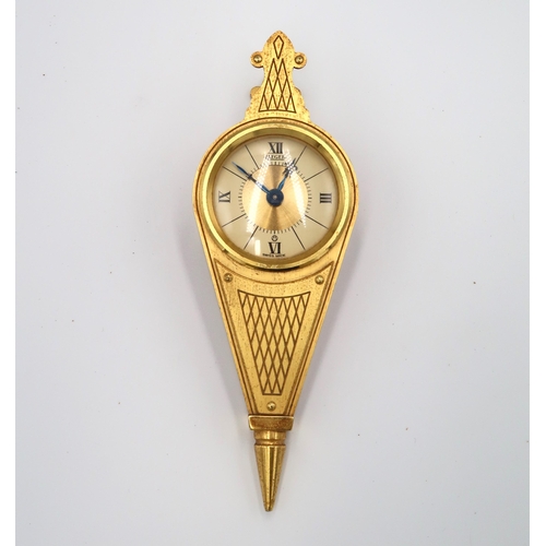 611 - A Jaeger Le Coultre Bellows clock finished in gilt metal with Roman Numerals at 12, 3, 6 & 9 - runni... 