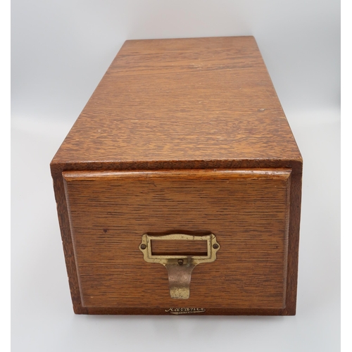 623 - A table top oak filing drawer