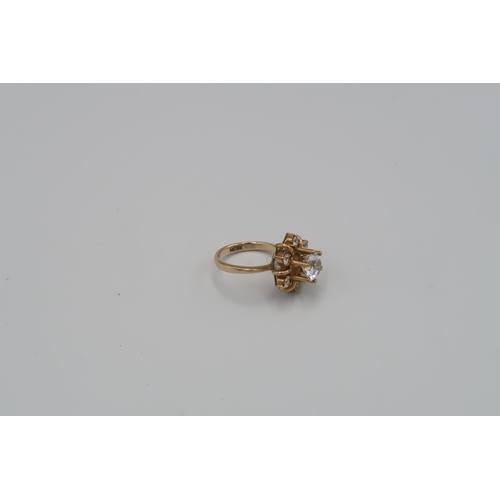 7 - Three paste set dress rings. Size J, R and O. Stamped 14K. Weight approx 15.51 grams.