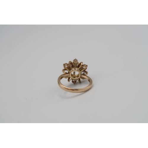 7 - Three paste set dress rings. Size J, R and O. Stamped 14K. Weight approx 15.51 grams.