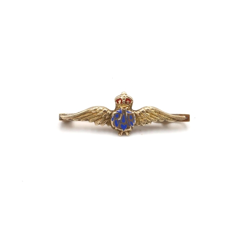 87 - A yellow gold RAF badge with 9ct front and 18ct gold support and pin behind, total weight approx  2.... 