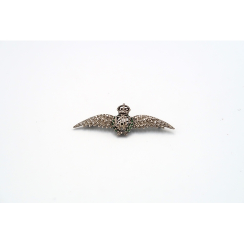 88 - An 18ct white gold diamond and enamel RAF brooch - weight approx 6.9 grams