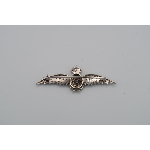 88 - An 18ct white gold diamond and enamel RAF brooch - weight approx 6.9 grams