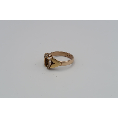 90 - An 18ct yellow gold (tested) diamond horseshoe ring size U 1/2, total weight approx 6.63 grams