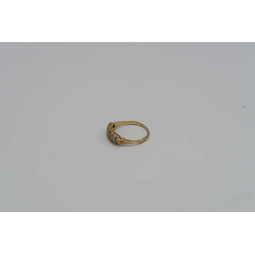 96 - An 18ct yellow gold two row diamond ring, approx 2.5 grams, size N