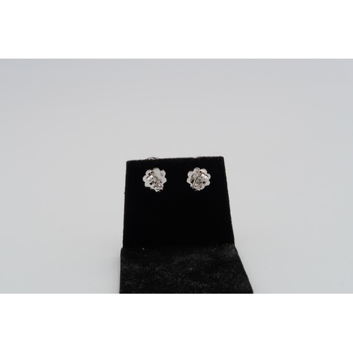 178 - A pair of fine quality 18ct white gold amethyst and diamond earrings - head size approx 10.5mm diame... 