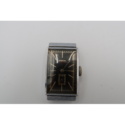 282 - Three Deco design watches, one in silver case with engraved dial