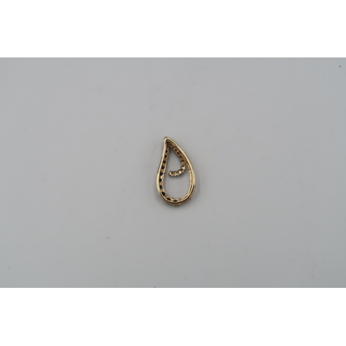 157 - A 9ct gold diamond and sapphire pendant. (Missing suspension loop). approx weight 1.3 grams.