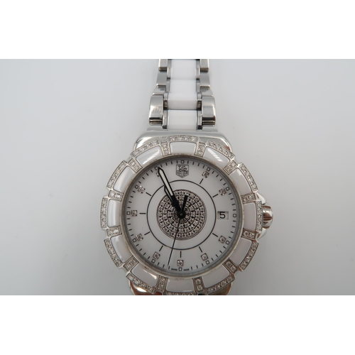 313 - A ladies Tag Heuer wristwatch Ref: WAH 121D. BAO861,
with 0.65ct of diamonds to Bezel on stainless s... 