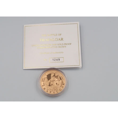 411 - Two 22ct Yellow Gold coins commemorating the 200th Anniversary of Trafalgar 39.98 grams each, in pre... 