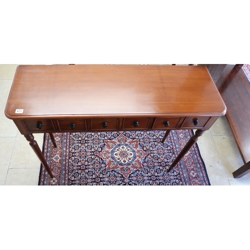 677 - A pair of Victorian style six drawer side tables, 104cm wide x 36cm deep x 77cm high. Made buy a loc... 