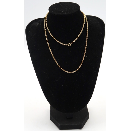 32 - Two 9ct Yellow Gold chains one rope link and one smaller, 58cm long and 63cm respectively,10.4grams ... 