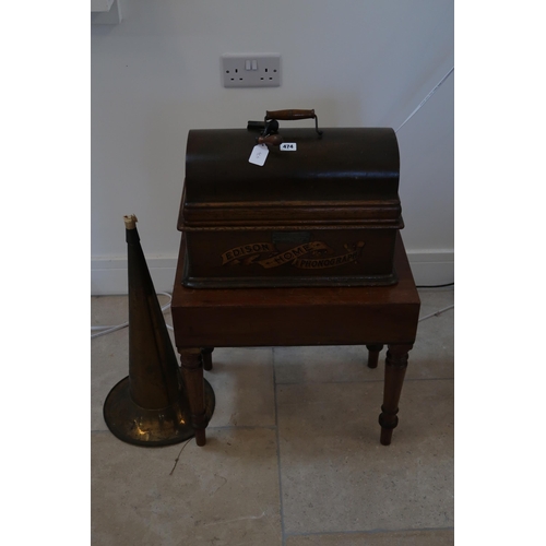 474 - An Edison Standard Model B Cylinder phonograph, lacking reproducer, along with a stool.