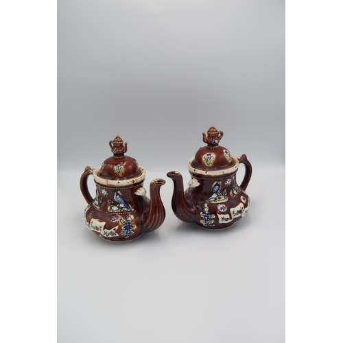 493 - Two bargeware teapots.