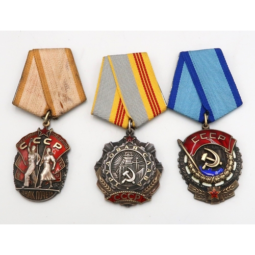 535 - Soviet Union, Order of Labor Glory 3rd class, A Silver Order of the Red banner and a silver order of... 