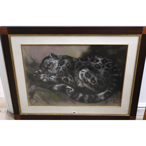 An Acrylic and pastel of a large cat framed and glazed 70cm x 49cm.